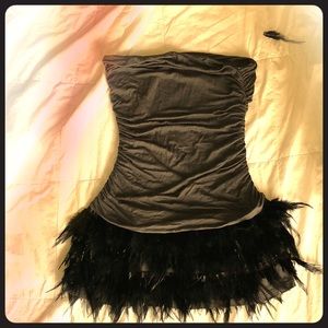 Mini gray and black leather dress